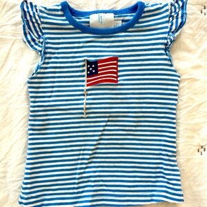 Little English girls American flag shirt